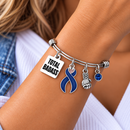 Navy Blue Colorectal Cancer Awareness Bracelet – Total Badass Colon Cancer Survivor Gift – Boxing Glove Fighter Jewelry