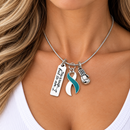 Choose Any Awareness Ribbon Necklace, This Is Tough But So Am I, Cancer Fighter Gift, Survivor Jewelry, Boxing Glove Strength Necklace
