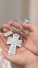 Burgundy Awareness Ribbon Faith Keychain – Multiple Myeloma & Sickle Cell Awareness Gift