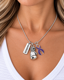 Violet Awareness Ribbon Warrior Necklace – Hodgkin Lymphoma & Testicular Cancer Fighter Survivor Gift