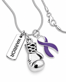 Violet Awareness Ribbon Warrior Necklace – Hodgkin Lymphoma & Testicular Cancer Fighter Survivor Gift