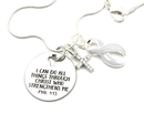 White Ribbon Charm Necklace - I Can Do All Things Through Christ
