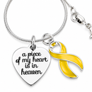 A Piece of My Heart Is in Heaven Memorial Necklace – Gold Awareness Ribbon Jewelry,  Sympathy & Remembrance Gift
