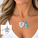 A Piece of My Heart Is in Heaven Memorial Necklace – Light Blue Awareness Ribbon Jewelry, Sympathy & Remembrance Gift
