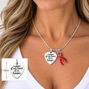 A Piece of My Heart Is in Heaven Memorial Necklace – Red Awareness Ribbon Jewelry, Sympathy & Remembrance Gift