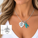 A Piece of My Heart Is in Heaven Memorial Necklace – Teal Awareness Ribbon Jewelry, Sympathy & Remembrance Gift