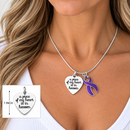 A Piece of My Heart Is in Heaven Memorial Necklace – Violet Awareness Ribbon Jewelry, Sympathy & Remembrance Gift