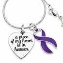 A Piece of My Heart Is in Heaven Memorial Necklace – Violet Awareness Ribbon Jewelry, Sympathy & Remembrance Gift