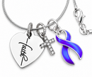 Periwinkle Ribbon Cancer Awareness Necklace – Faith Heart, Pave Cross - Encouragement Gift