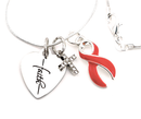 Red Ribbon Cancer Awareness Necklace – Faith Heart, Pave Cross & Sterling Silver Chain
