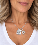 Gray Awareness Ribbon Necklace – Badass Brain Cancer & Brain Tumor Fighter Gift, Survivor Jewelry