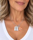 Orange Ribbon Necklace - If God Gives Us Only What We Can Handle, He Must Think I'm A Badass