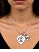A Piece of My Heart Is in Heaven Memorial Necklace – Gold Awareness Ribbon Jewelry,  Sympathy & Remembrance Gift