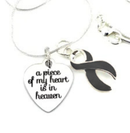 Black Ribbon Sympathy / Memorial Necklace - A Piece of my Heart is in Heaven