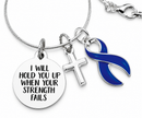 Choose Your Awareness Ribbon Necklace – Any Ribbon Color, “I Will Hold You Up” Faith Cross Necklace, Cancer & Survivor Gift