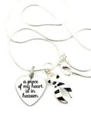 A Piece of My Heart Is in Heaven Memorial Necklace – Zebra Print Awareness Ribbon Jewelry, Sympathy & Remembrance Gift