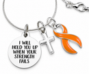 Orange Awareness Ribbon Necklace – “I Will Hold You Up When Your Strength Fails” MS & Leukemia Awareness, Faith & Cancer Support Gift