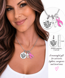 Pink Ribbon Breast Cancer Awareness Necklace – “I Will Hold You Up” Faith Necklace with Cross, Survivor & Fighter Gift