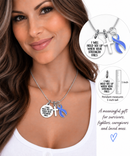 Periwinkle Ribbon Stomach Cancer Awareness Necklace – “I Will Hold You Up” Faith Necklace with Cross, Survivor & Fighter Gift