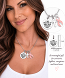 Peach Ribbon Uterine Cancer Awareness Necklace – “I Will Hold You Up” Faith Necklace with Cross, Endometrial Cancer Gift