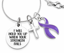 Purple Awareness Ribbon Necklace – “I Will Hold You Up” Pancreatic Cancer & Epilepsy Gift, Faith Necklace with Cross