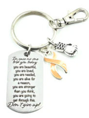 Uterine Cancer Awareness Keychain, Peach Ribbon Endometrial Cancer Support Gift, Inspirational Laser Engraved Cancer Keychain, Uterine Cancer Survivor Gift, Ready-to-Gift Box