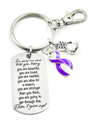 Pancreatic Cancer Awareness Keychain, Purple Ribbon Cancer Support Gift, Pancreatic Cancer Survivor Gift, Laser Engraved Inspirational Keychain, Cancer Fighter Keepsake, Ready-to-Gift Box