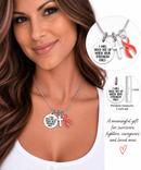 Red Awareness Ribbon Necklace – “I Will Hold You Up” Heart Disease & Stroke Awareness Gift, Faith Necklace with Cross