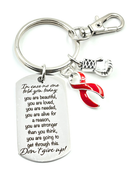 HIV AIDS Awareness Keychain, Red Ribbon HIV Support Gift, AIDS Awareness Inspirational Keychain, HIV Survivor & Support Gift, Laser Engraved