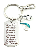 Cervical Cancer Awareness Keychain, Teal & White Ribbon HPV Cancer Support Gift, Cervical Cancer Survivor Gift, Laser Engraved Inspirational Keychain, Women's Cancer Awareness Keepsake, Ready-to-Gift Box