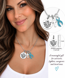 Choose Your Awareness Ribbon Necklace – Any Ribbon Color, “I Will Hold You Up” Faith Cross Necklace, Cancer & Survivor Gift