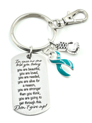 Teal Ribbon Encouragement Poem Keychain - Don't Give Up