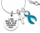 Choose Your Awareness Ribbon Necklace – Any Ribbon Color, “I Will Hold You Up” Faith Cross Necklace, Cancer & Survivor Gift