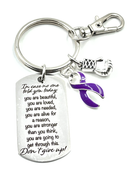 Hodgkin Lymphoma Awareness Keychain, Violet Ribbon Cancer Support Gift, Hodgkin Lymphoma Survivor Gift, Cancer Fighter Inspirational Keychain, Laser Engraved Cancer Awareness Keepsake, Ready-to-Gift Box