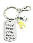 Bladder Cancer Awareness Keychain, Yellow Ribbon Sarcoma Cancer Support Gift, Bladder Cancer Survivor Gift, Sarcoma Awareness Inspirational Keychain, Laser Engraved Cancer Keepsake, Ready-to-Gift Box