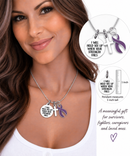 Violet Ribbon Hodgkin Lymphoma Awareness Necklace – “I Will Hold You Up” Faith Cross Necklace, Cancer Fighter & Survivor Gift