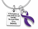 Violet Awareness Ribbon Necklace – BADASS Hodgkin Lymphoma & Testicular Cancer Fighter Gift, Survivor Jewelry