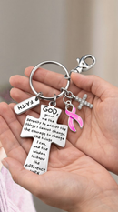 Pink Awareness Ribbon Faith Keychain – Breast Cancer Awareness Gift - Serenity Prayer