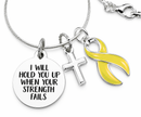 Yellow Awareness Ribbon Necklace – Bladder Cancer Gift, “I Will Hold You Up” Faith Cross Necklace, Fighter & Survivor Jewelry
