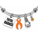 Orange Awareness Ribbon Bracelet – Total Badass Cancer Survivor Bracelet – Leukemia, Kidney Cancer & MS Fighter Gift