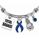 Navy Blue Colorectal Cancer Awareness Bracelet – Total Badass Colon Cancer Survivor Gift – Boxing Glove Fighter Jewelry