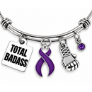 Violet Ribbon Total Badass Boxing Glove Survivor Bracelet – Hodgkin’s Lymphoma & Testicular Cancer Awareness Jewelry
