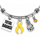 Yellow Ribbon Total Badass Boxing Glove Awareness Bracelet – Survivor & Fighter Gift