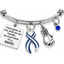 Blue & White Striped ALS Awareness Bracelet – BADASS Amyotrophic Lateral Sclerosis Fighter Gift with Boxing Glove