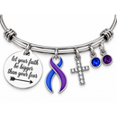 Blue & Purple Awareness Ribbon Bracelet – Faith Over Fear Warrior Survivor Christian Encouragement Gift