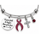 Burgundy Awareness Ribbon Bracelet – Multiple Myeloma Faith Over Fear Warrior & Survivor Gift