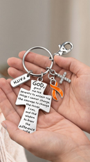 Orange Awareness Ribbon Faith Keychain – Leukemia, Kidney Cancer & MS Awareness Gift