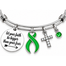 Green Awareness Ribbon Bracelet – Mental Health, Kidney Disease & Faith Over Fear Encouragement Gift