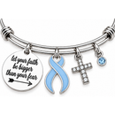 Light Blue Ribbon Prostate Cancer Awareness Bracelet – Faith Over Fear Christian Cancer Survivor Gift