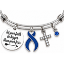 Dark Blue Ribbon Colon Cancer Awareness Bracelet – Faith Over Fear Colorectal Cancer Survivor Christian Gift